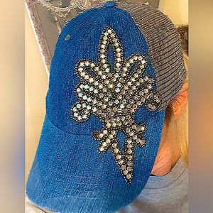 Charming Charlie denim and mesh cap